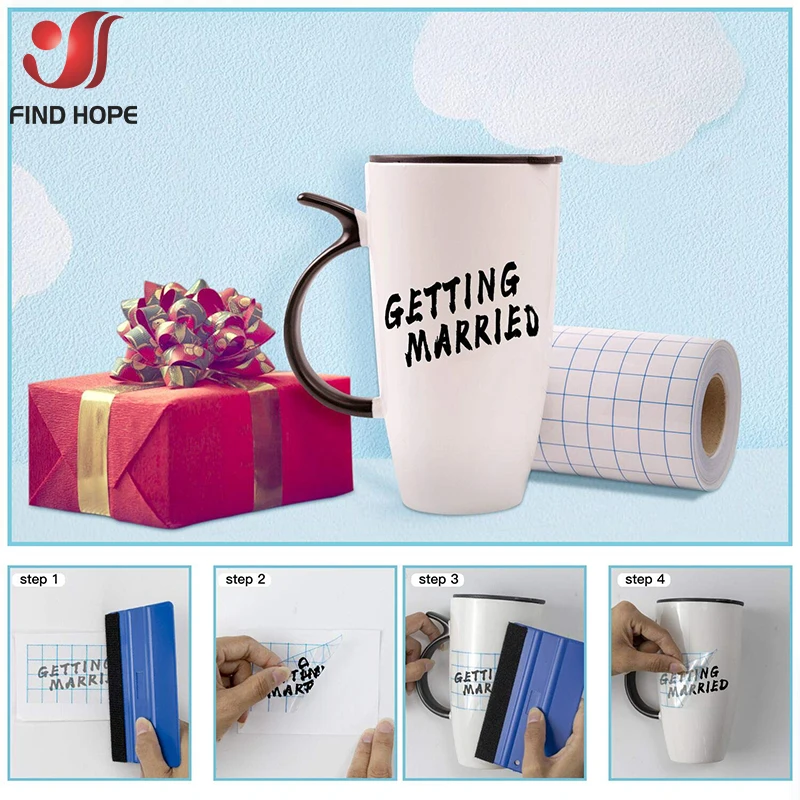 Клейкая виниловая прозрачная переводная бумага рулон ленты с синими/красными