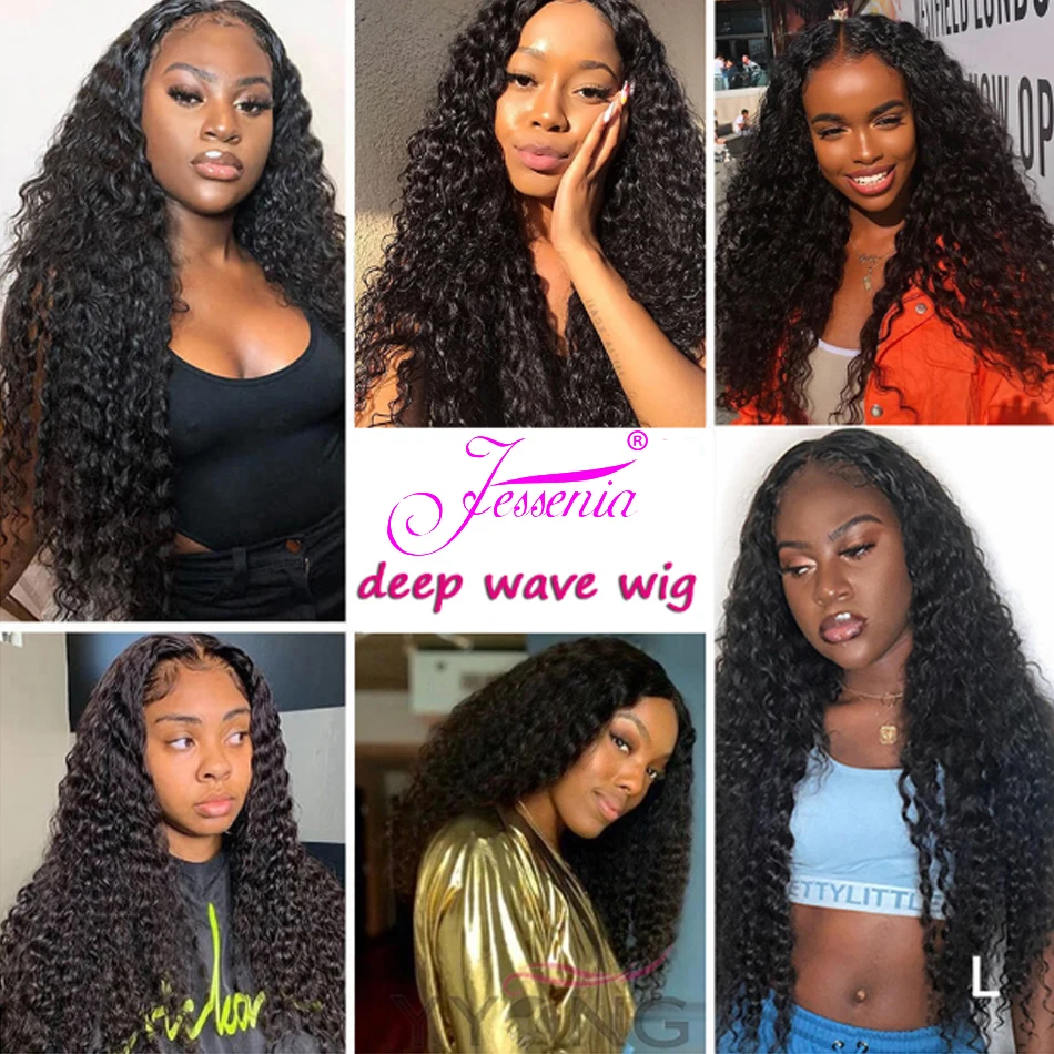 Парик из человеческих волос с глубокой волной парики кудрявых парик