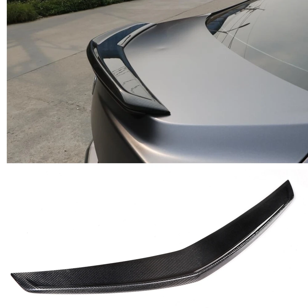 

For Cadillac ATS Sedan 2014-2019 Rear Trunk Lid Spoiler Wing Real Carbon Fiber Car Tailgate Flap Decklid Trim Roof Splitter Lip