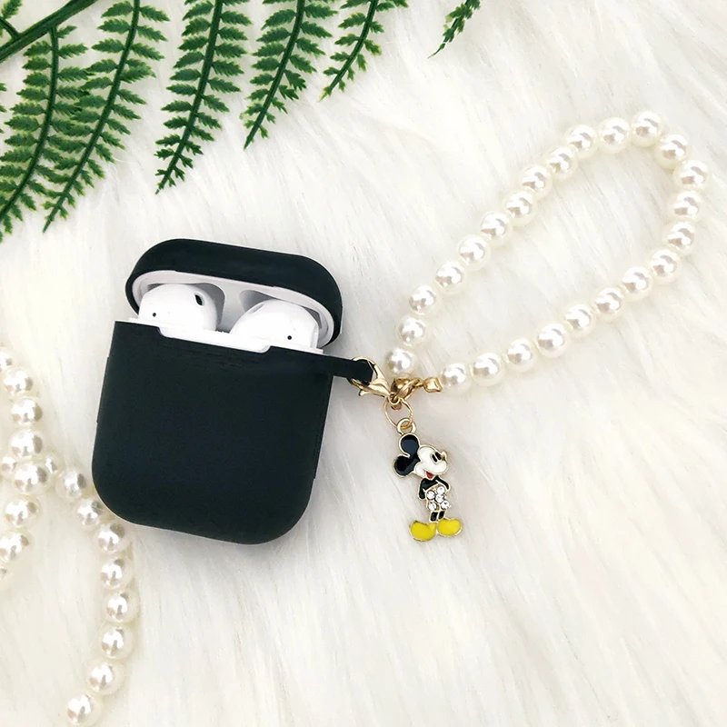 case keyRing Mickey Милый Микки Минни беспроводной Bluetooth силиконовый чехол для Apple защитный чехол для airpods Air Pods наушники чехол s брелок с фигурками из мультфильмов - Цвет: case keyRing Mickey