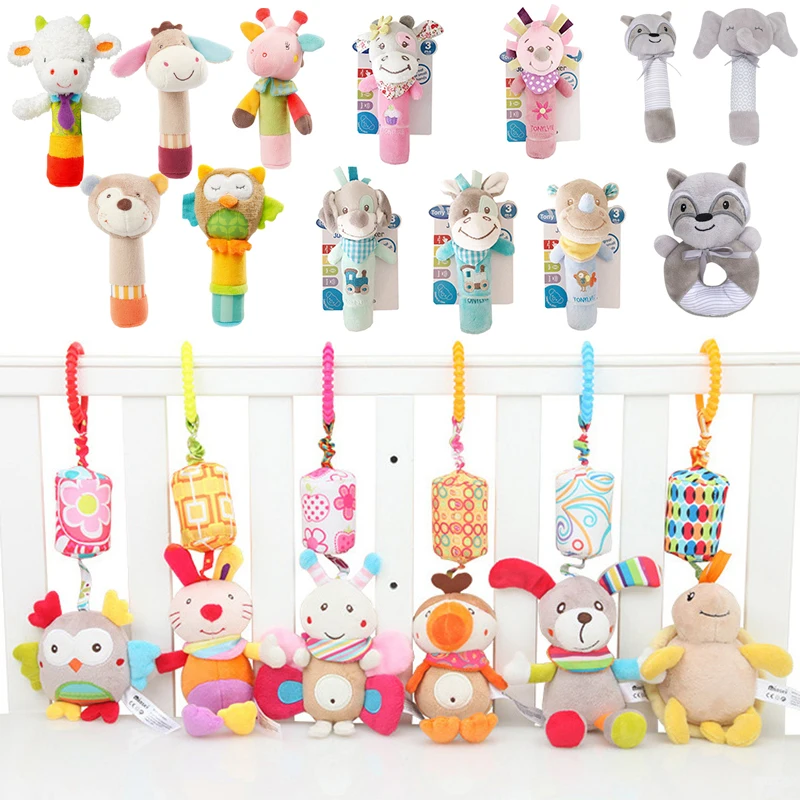 

Игрушка-погремушка для новорожденных 0-12 месяцев, мультяшное животное, плюшевый Прорезыватель для зубов, игрушка для раннего развития, подв...