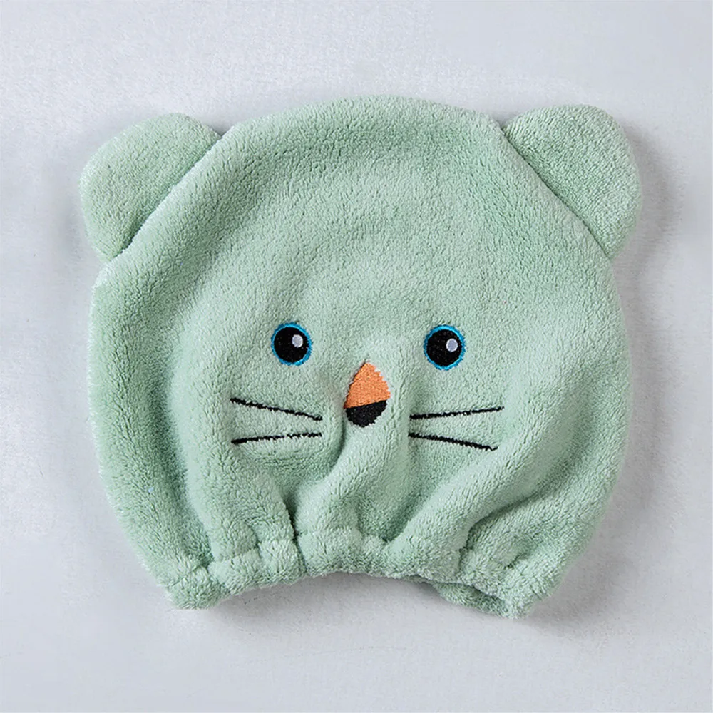 

1pcs Hair Cap Children Shower Cap Bathroom Coral Velvet Bear Hair Cap Cartoon Dry Hair Cap Absorbency Children Shower Cap