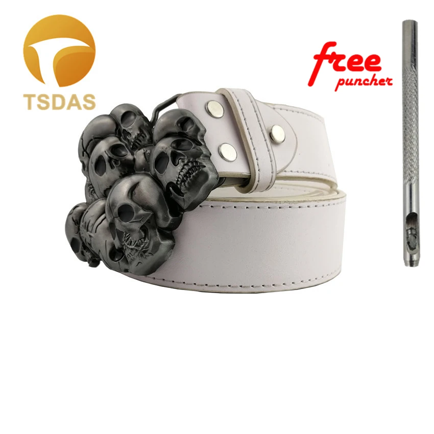 Модный мужской ковбойский ремень с пряжкой и черепом 4 см металлическим