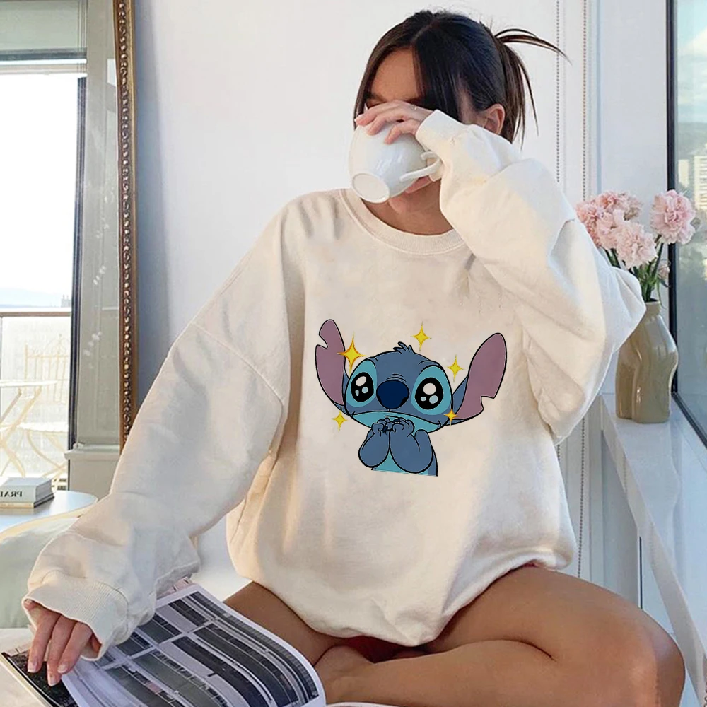 

Lilo and Stitch Толстовка Sweat Y2K Женская одежда 2022 Мода Дисней Джемпер с длинным рукавом Франция Повседневная толстовка с капюшоном Бесплатная дос...