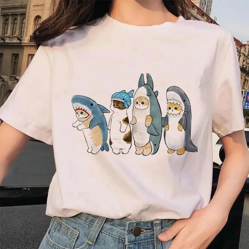 

Funny Cute Cat Cartoon T Shirt Summer New Women Tshirt Fashion T-Shirt Women Harajuku Short Sleeve Fun Ulzzang Tshirt Female