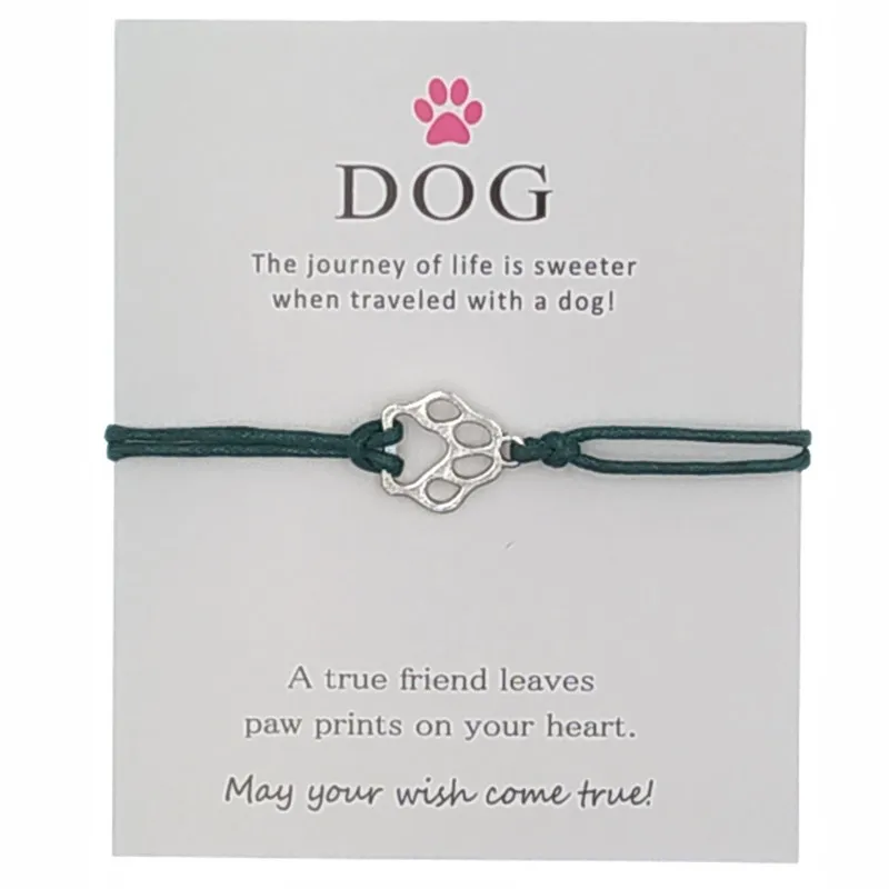 Новые серебряные браслеты-валентинка с принтом лап для собак женщин девочек