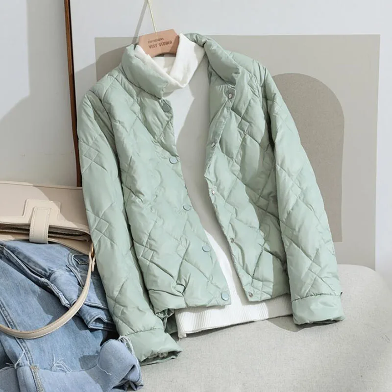 

2021 New Winter Down Coat Women Korean Stand collar Long Sleeve Ultra-light Women's Down Jacket Casual Female Loose Outwear