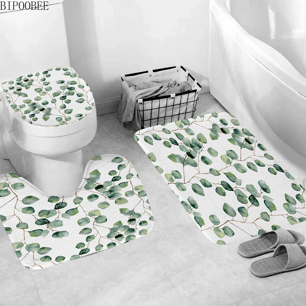 180x180 см растений с зелеными листьями Душ Шторы Ванная комната s пьедестал коврики