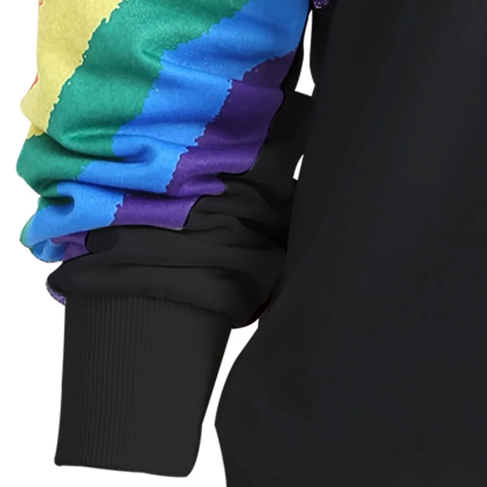 Женская толстовка с радужным принтом повседневный пуловер длинным рукавом