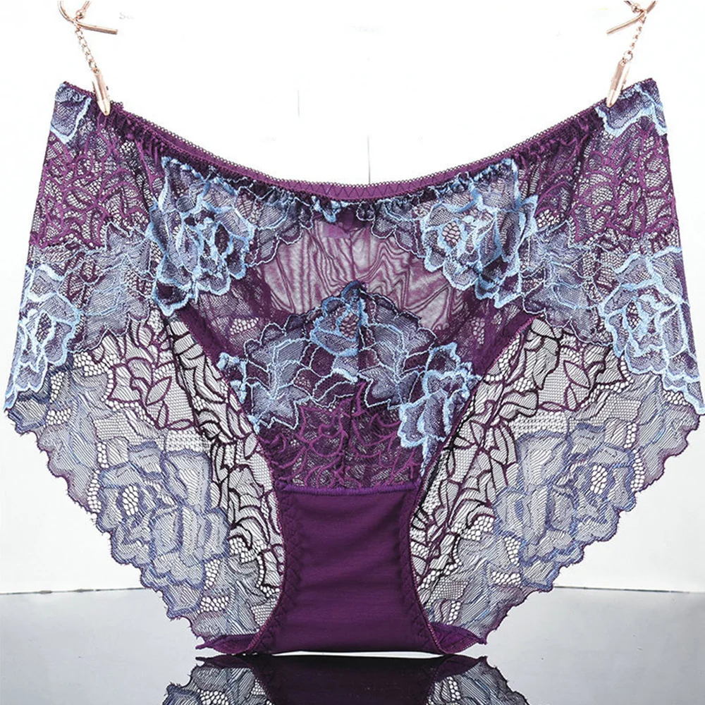 Большой размер кружевные открытые трусики со средней талией женские сексуальные