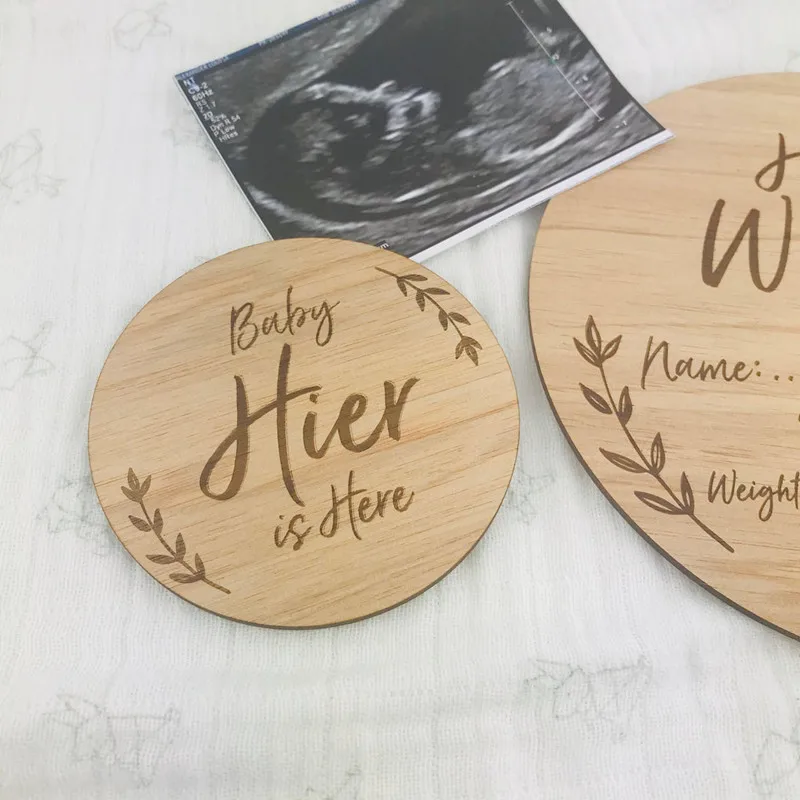 Customize New Baby name sign wood Birth Announcement Disc Hospital Welcome Plaque baby show gifts Photo Prop Nursery Decor | Дом и сад