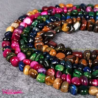 high quality 8 10mm smooth irregular multicolor natural tiger eye stone gems beads jewelry making wj450