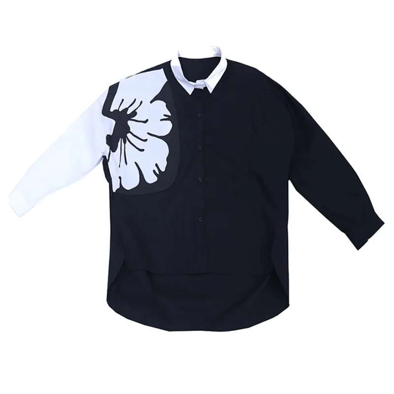 

Vefadisa Black Stitching Color Women Blouse 2021 Autumn Batwing Sleeve Casual Shirts Patchwork Long Sleeve Blouse QYF5937