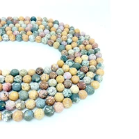 6 12mm natural stone round ocean jasper quartz sand mixed color string beads diy jewelry making bracelet necklace gemstone yoga