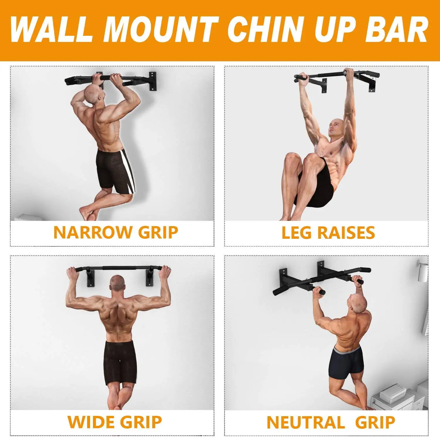 

Wall Horizontal Bars Carbon Steel 200kg Home Gym Pull Up Bar Wall Mounted Workout Fitness Gym Training Bar Fitness Equipment