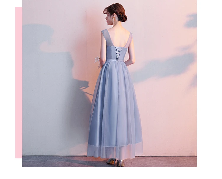 Плюс Размеры Junior для свадьбы гостя пикантные сестра вечерние Синие Серые