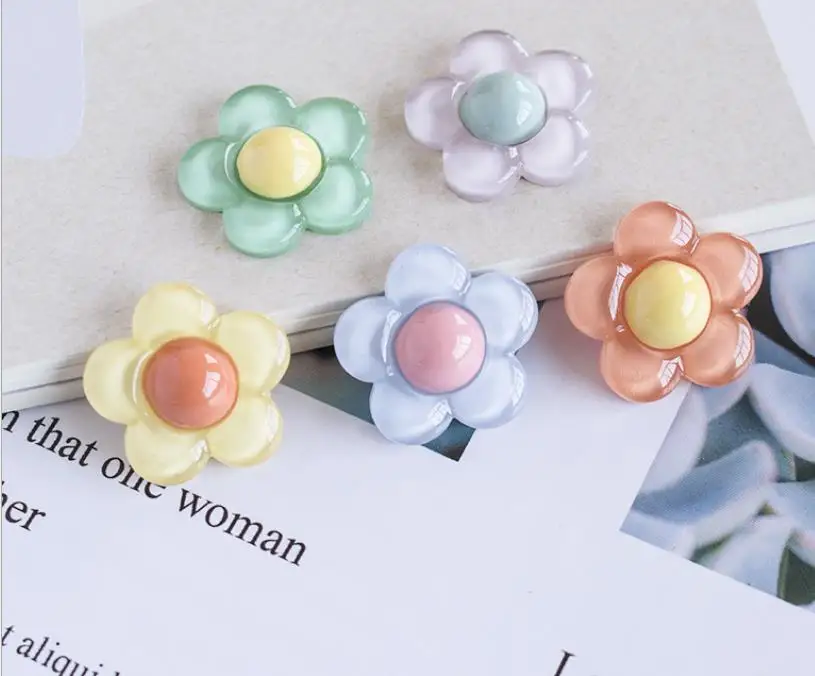

kawaii Five flower shaped resin flat back Cabochon Scrapbooking Fit Hair Bow Center Kawaii DIY Embellishments Accessories