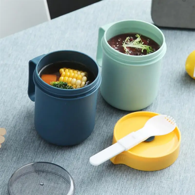 

Portable Lunch Box Breakfast Cereal Cup With Spoon Multifunction Oatmeal Cup Nut Yogurt Mug Snack Bento Cup Microwave Milk Mugs