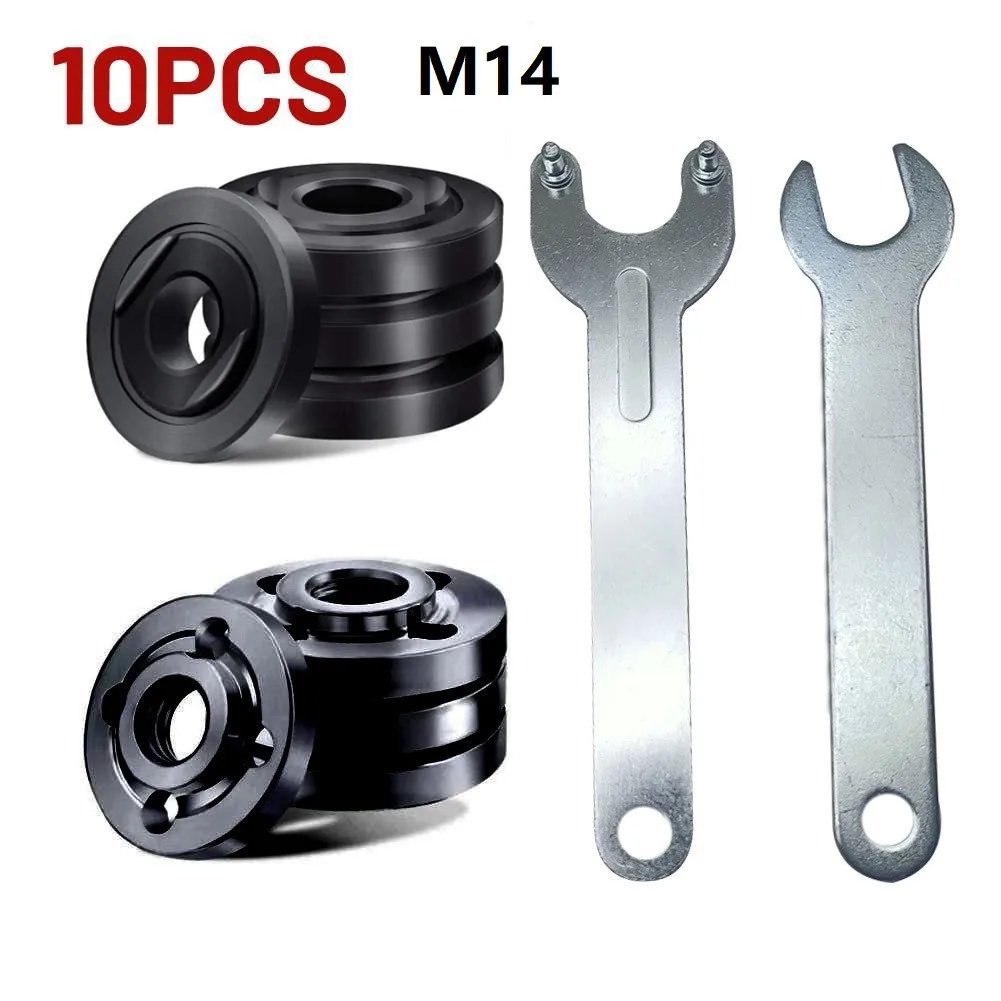 

10pcs M14 Angle Grinder Flange Nut Spanner Wrench For-Makita 9523 For Ryobi Angle Grinder Parts Nner Outer Flange Nut Set