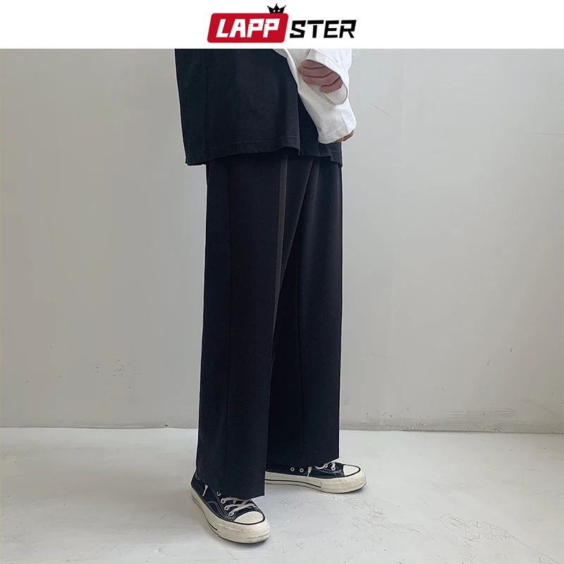 

LAPPSTER Men Korean Fashions Harem Pants 2023 Overalls Mens Solid Black Joggers Pants Hip Hop Casual Loose Sweatpants Trousers