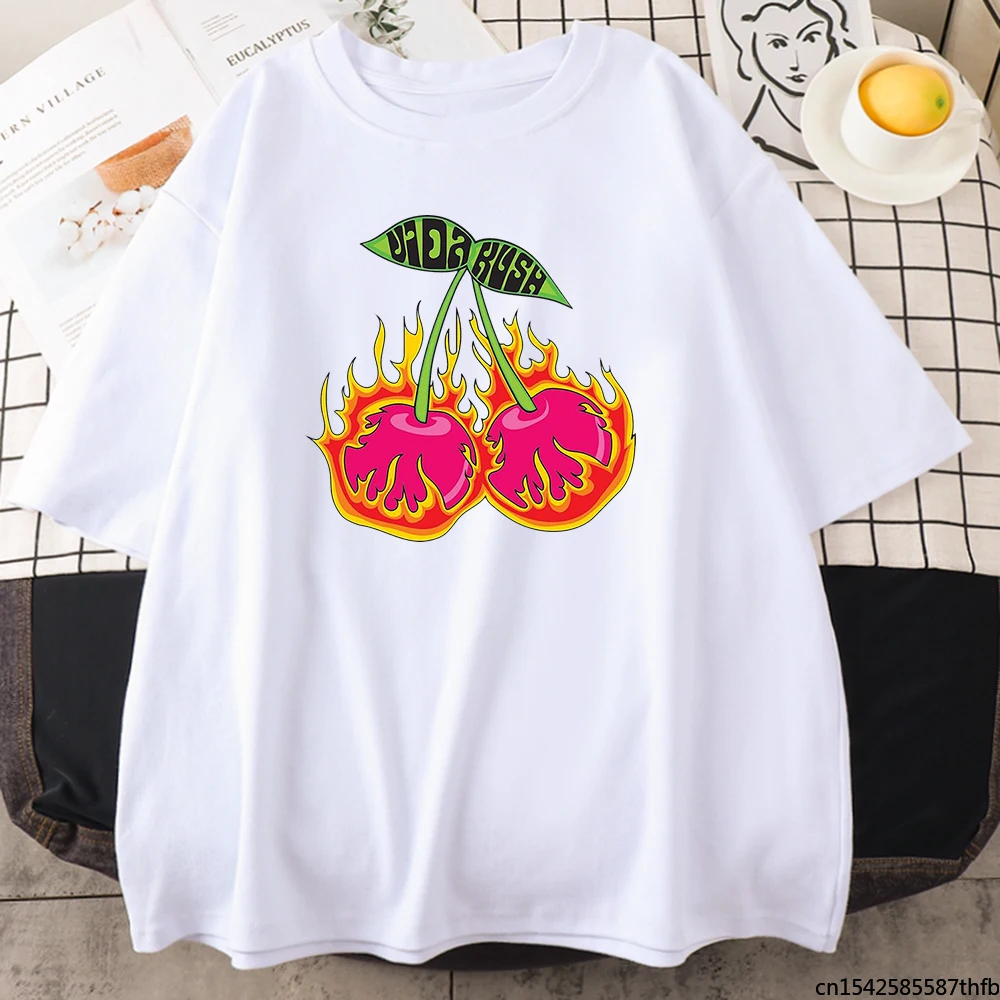 

Женские футболки с принтом фруктов из мультфильмов, повседневные летние свободные футболки с коротким рукавом для творчества