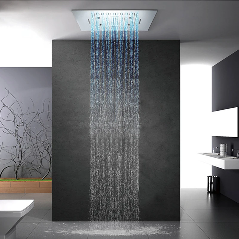 M Boenn New Large 3 Functions High Pressure Showerheads Bathroom Rain Shower Head Embeded LED Music Panel Stainless Steel |