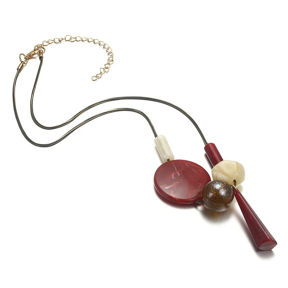 Женское акриловое ожерелье NR060 яркое с геометрическим узором эффектное |