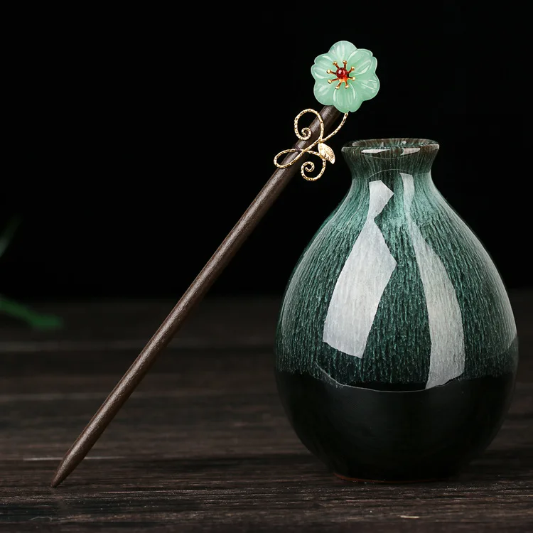Красочная глазурованная Цветочная шпилька для волос Aventurine украшение