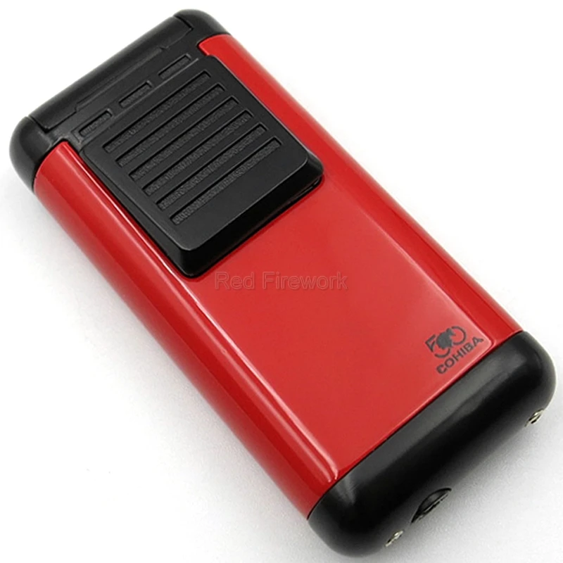 

COHIBA многоразовая металлическая ветрозащитная Зажигалка для сигар, 3 фонарь, струйное пламя, цинковый сплав, портативная