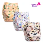 Littles  Bloomz 3 шт.компл., детские моющиеся многоразовые подгузники из натуральной ткани, 3 подгузникаподгузника и 3 вставки из микрофибры в одном комплекте