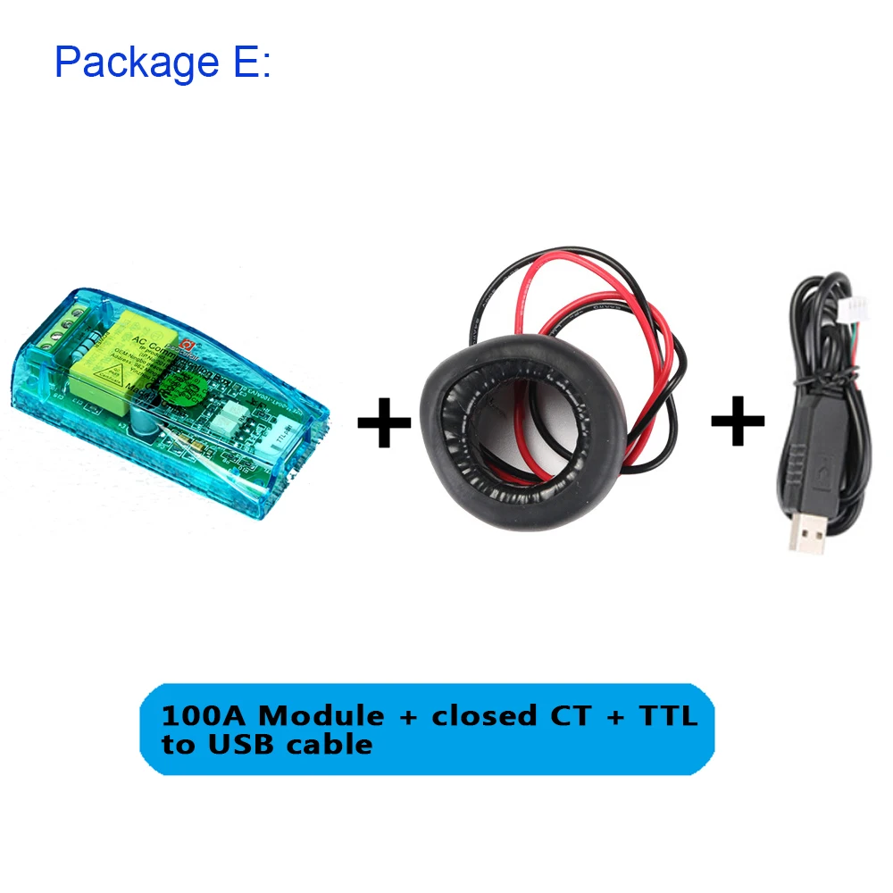 Package E AC цифровой многофункциональный метр ватт мощность вольт ампер ток тестовый модуль PZEM-004T с катушкой 0-100A 80-260 В AC 3303163 - Цвет: Package E