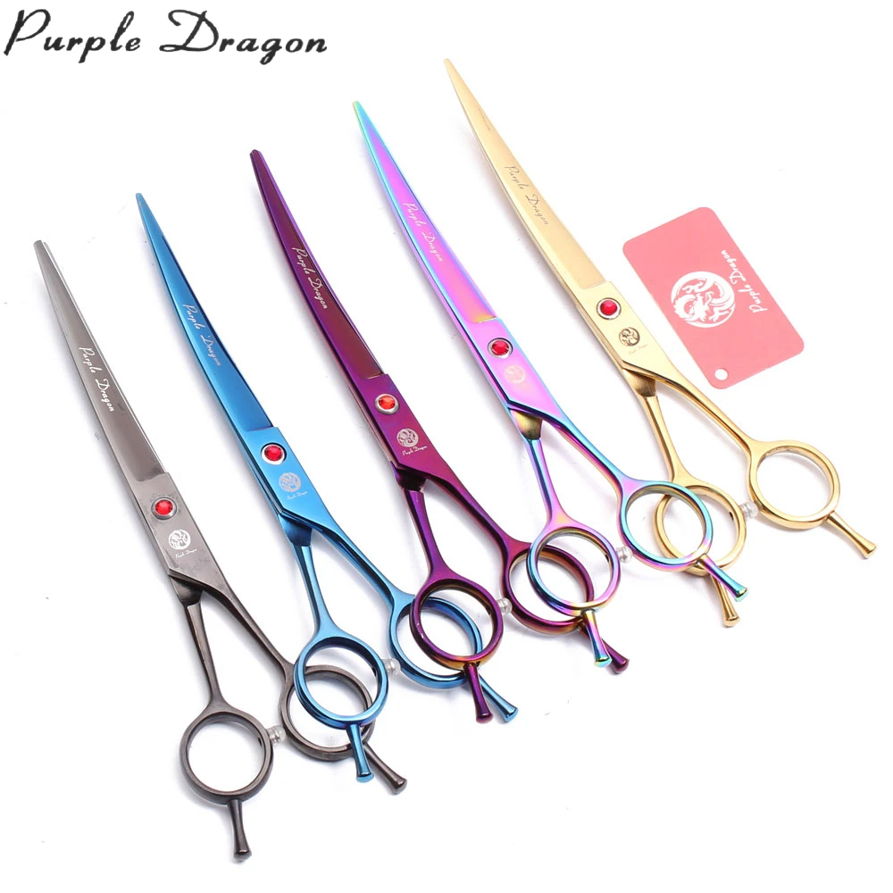 Изогнутые Ножницы для собак Purple Dragon 7 0 дюйма японские нержавеющие ножницы
