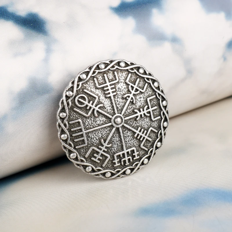 

Nordic Viking Vegvisir Scandinavian Compass Pin Elder Futhark Badge Wicca Norse Brooch Ancient Mythology Asatru Jewelry