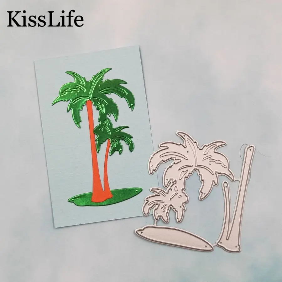 2019 новые металлические штампы с кокосовым деревом для тиснения Kscraft скрапбукинга