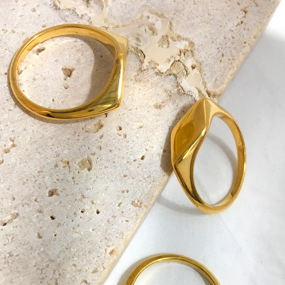 Monlansher изысканные геометрические кольца из нержавеющей стали ромбовидной формы