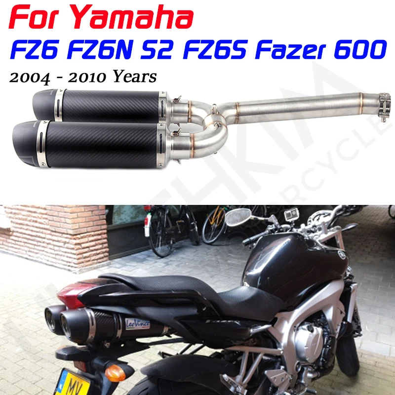 

FZ6S FZ6N S2 Motorcycle Carbon Fiber Exhaust Muffler Pipe Full System Slip On For Yamaha FZ-6N FZ-6S FZ6 Fazer 600 Exhaust