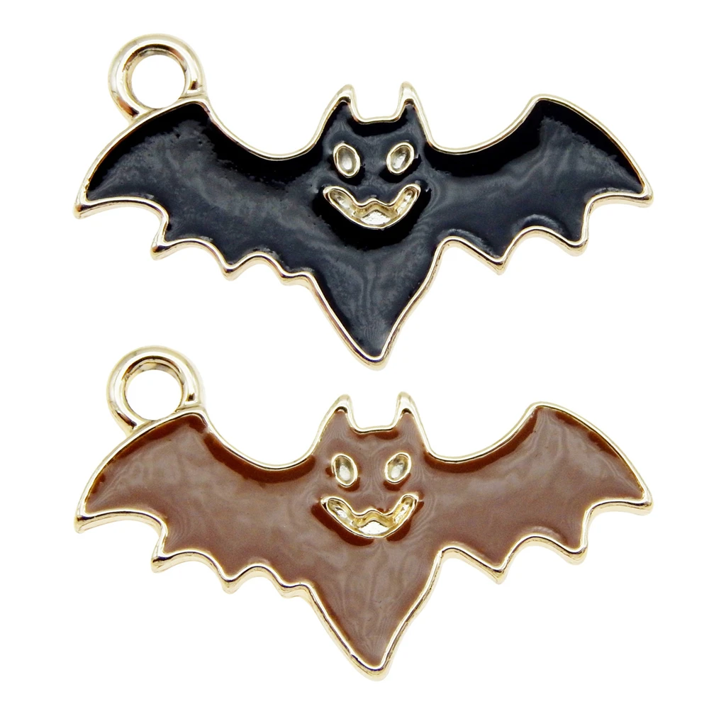 Julie Wang 12 PCS Mixed 14*23mm Alloy Enamel Cartoon Bat Charms Halloween Pendant Bracelet Dangle Earring Necklace Jewelry Craft