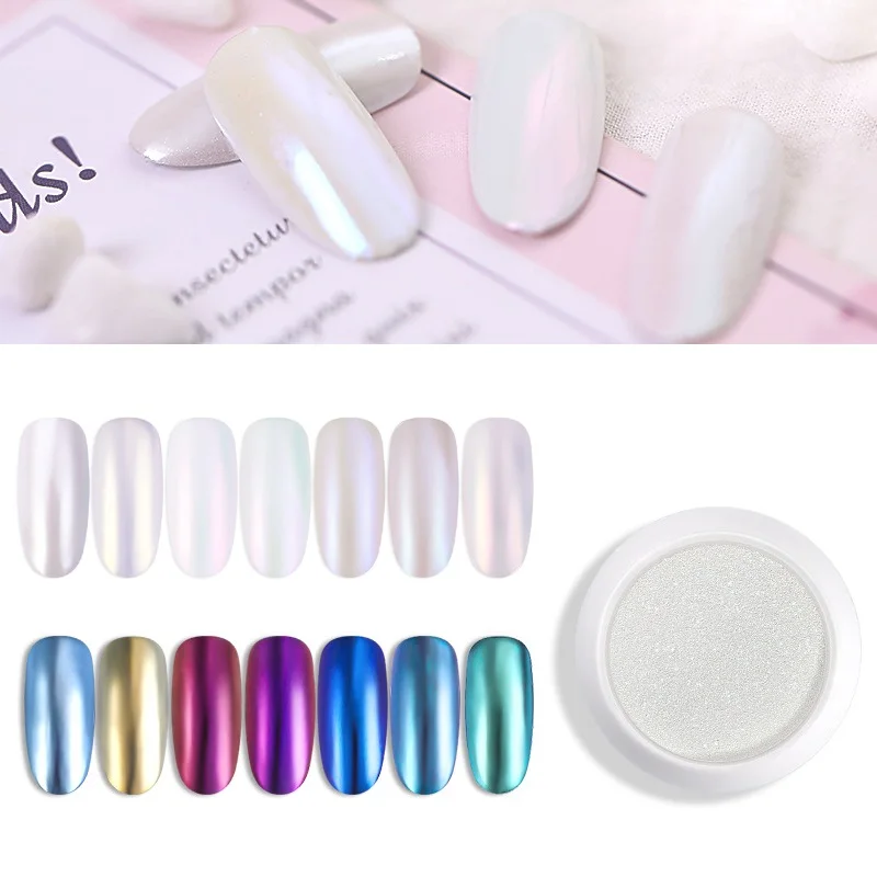 Зеркальный блеск для ногтей лазерная голографическая белая пудра украшения