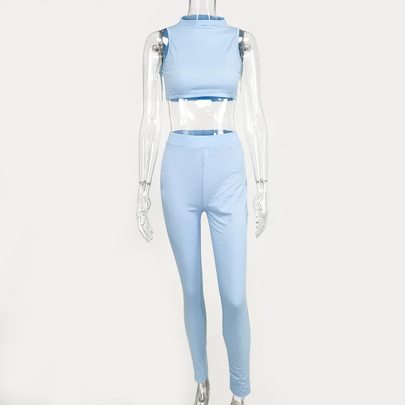 BOOFEENAA Спортивный Повседневный комплект из 2 предметов короткий топ без рукавов и