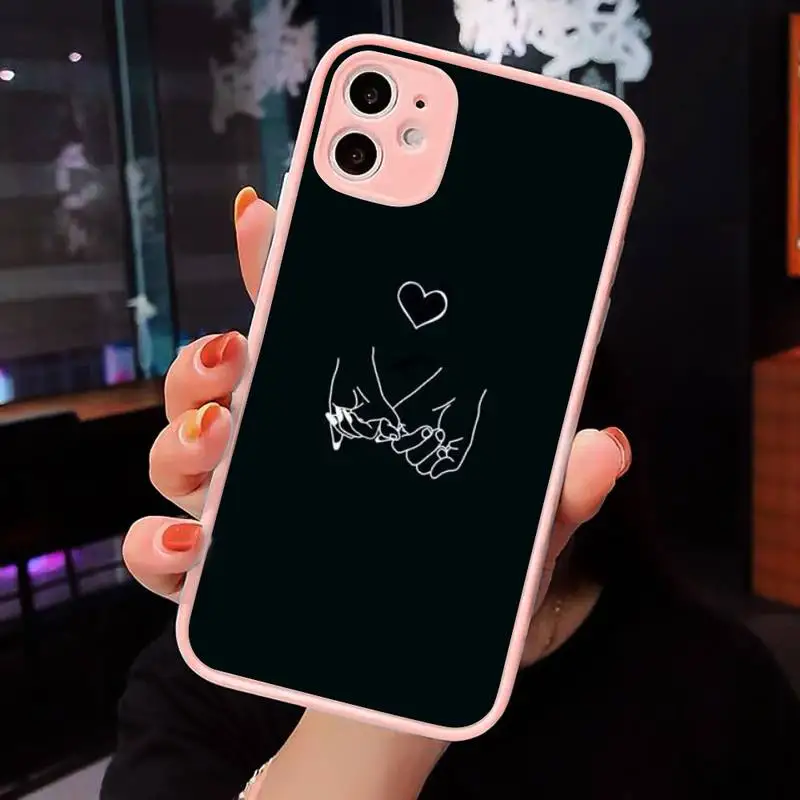 

Black and white lines Phone Case Matte transparent For Pink iPhone 12 Mini 11 Pro XR XS Max 7 8 Plus X Back Cover