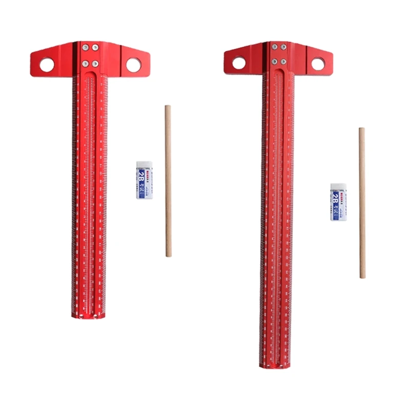 

Metric Aluminum Alloy Crossed-out Hole Scribing Gauge Woodworking Tool Precision Measuring Scribe T-Ruler