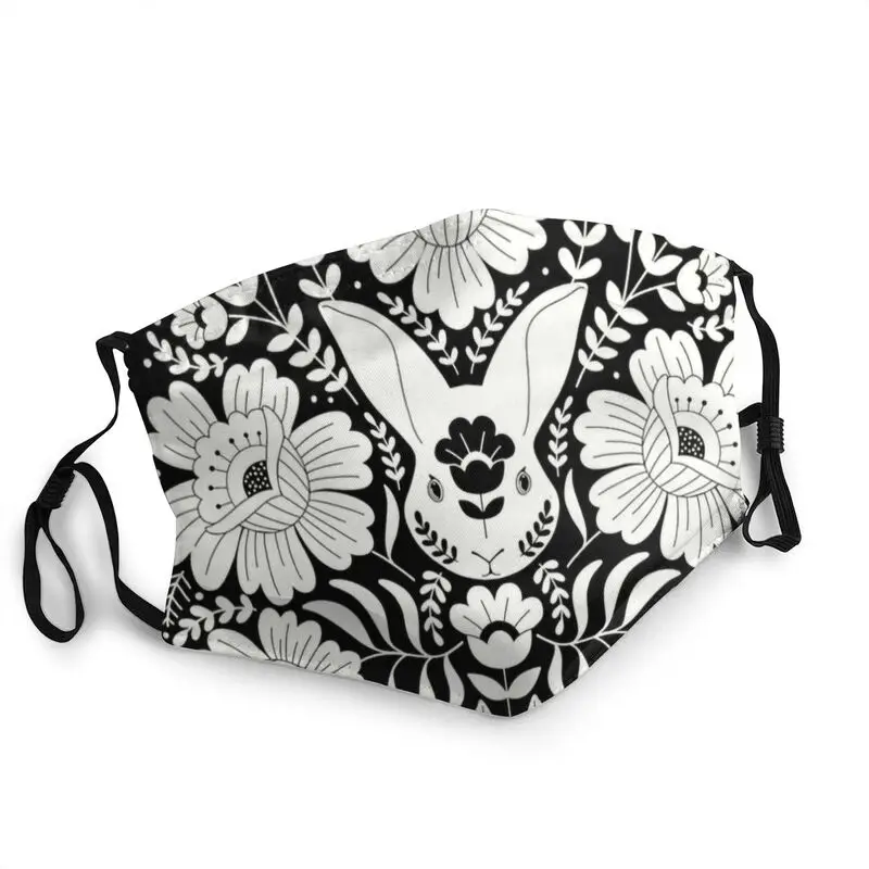 

Маска с белым кроликом для народного искусства, пылезащитная моющаяся маска с кроликом для защиты лица, защитный чехол, респиратор унисекс, ...