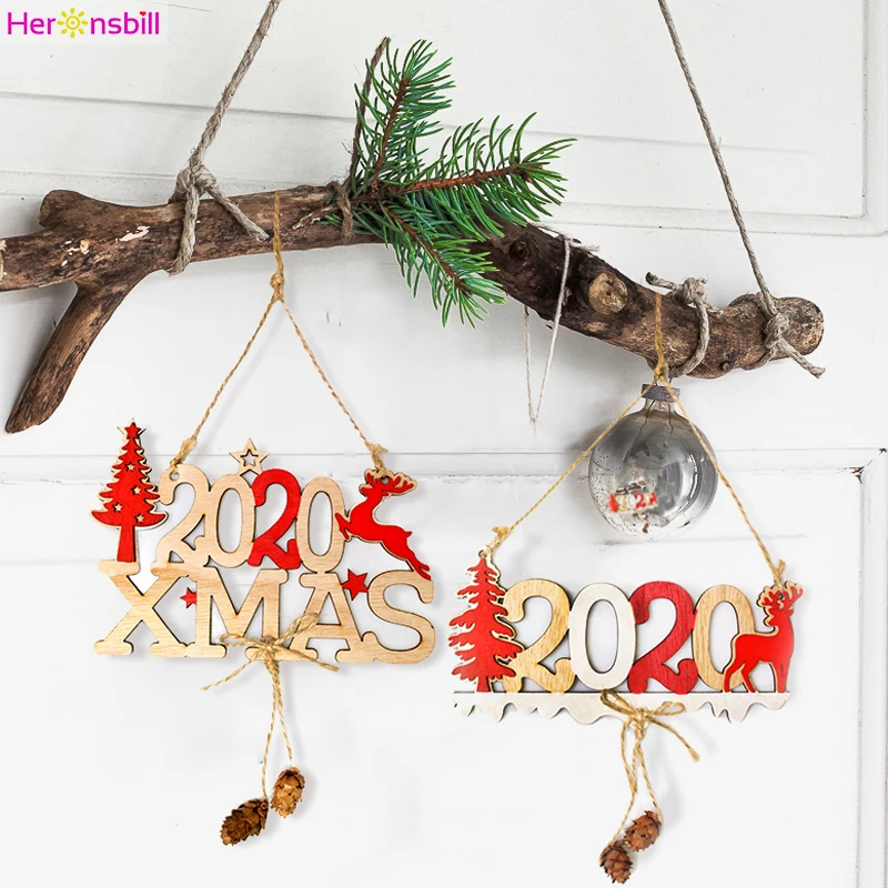 Деревянный кулон с Рождеством на Новый год 2020 украшения для дома рождеством