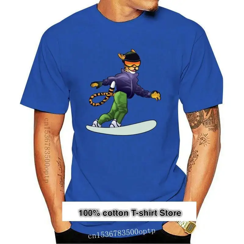 

Camiseta con estampado de Snowboarder de leopardo para hombre y mujer, camiseta de talla grande en colores