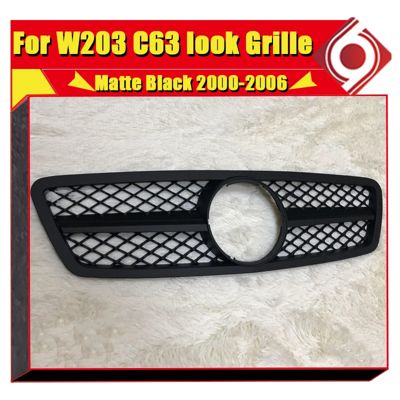 Для Mercedes C Class C203 W203 Sedan Sports C63 Grill Grills ABS Matter Black Add on Style прямая 1:1 замена 2000-06 |