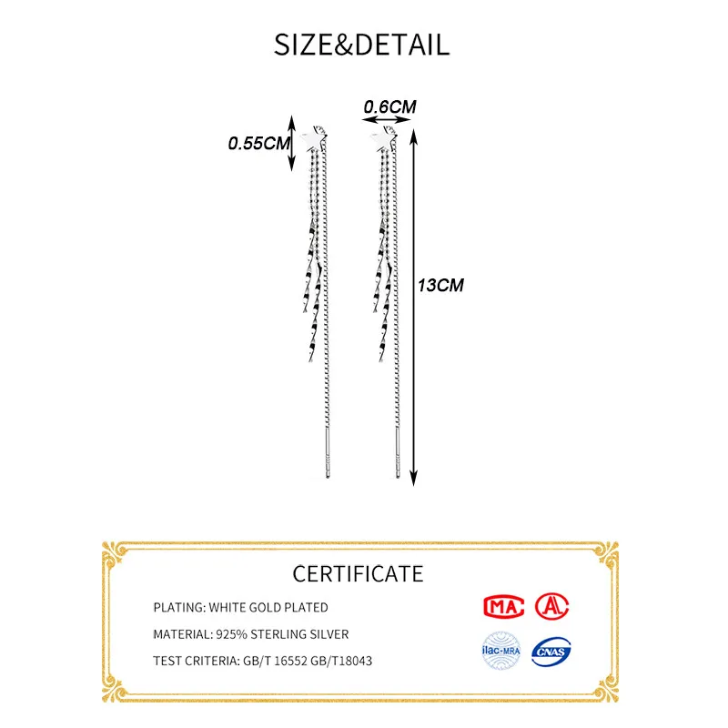 Женские длинные серьги-кисточки из серебра 925 пробы | Украшения и аксессуары