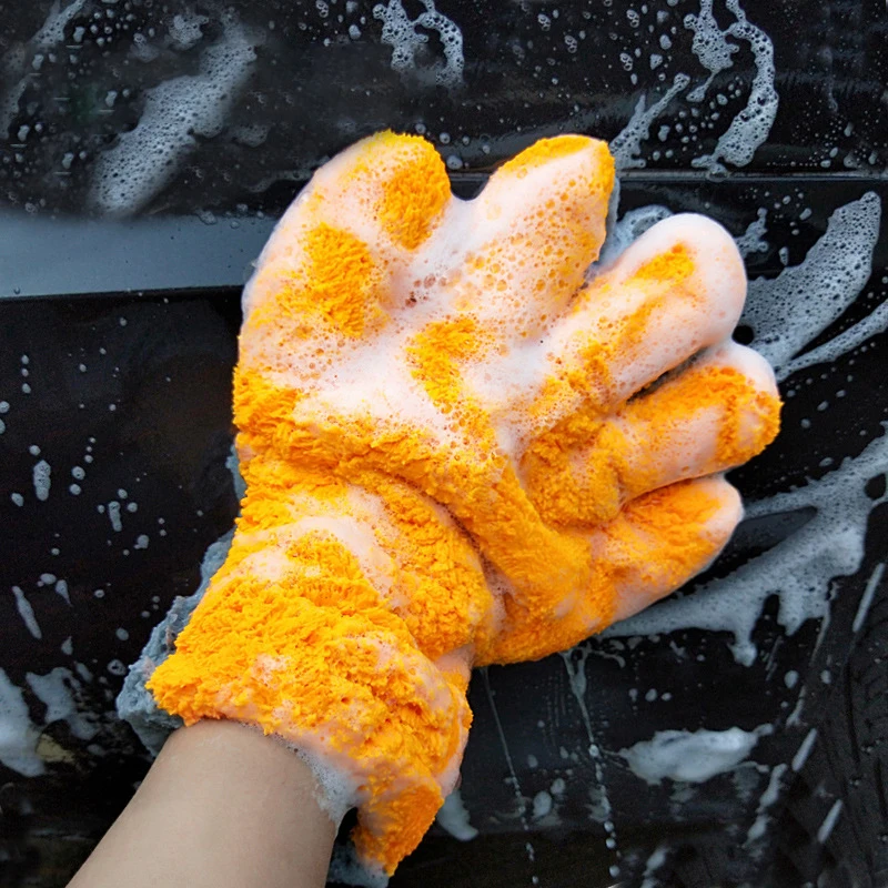 S Plush Microfiber Washing Glove Coral Fleece Car Wash Glove