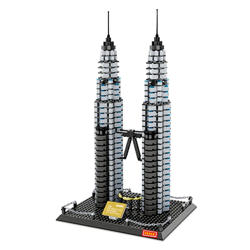

WANGE Architecture Petronas Twin Towers Building Blocks Sets City Bricks Classic Skyline Model Toys Children Kids Gifts