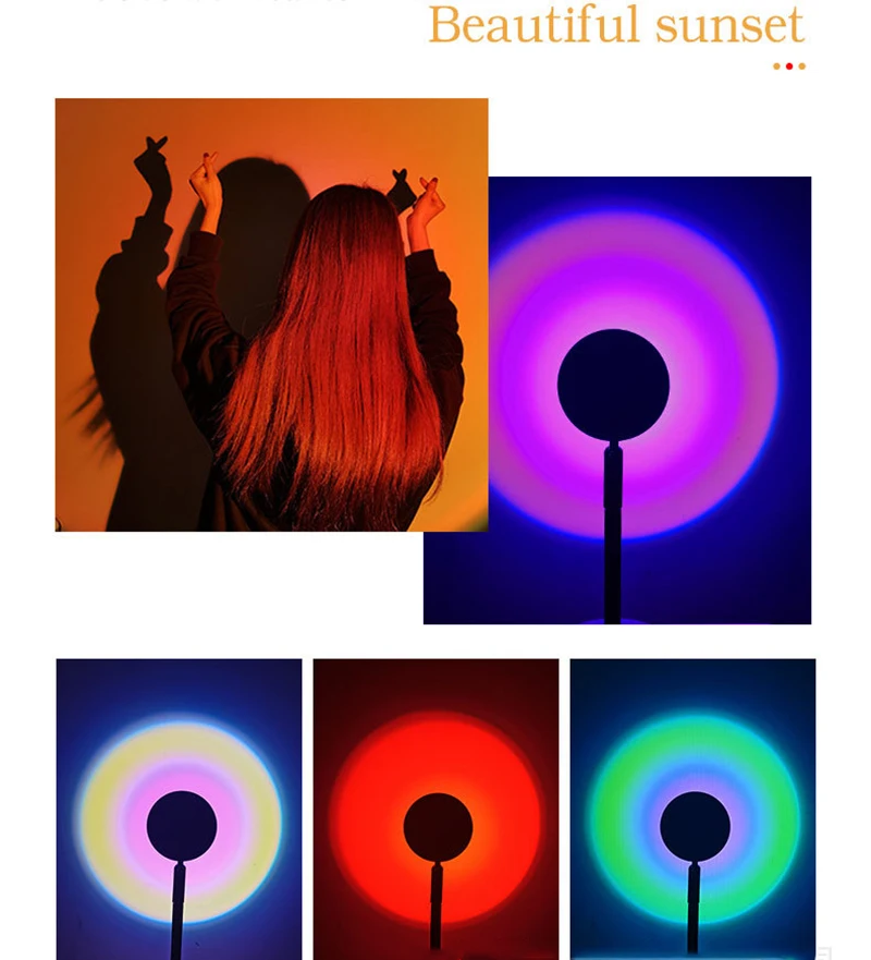 Красочный закат проекционный светильник RGB светодиодный ночник Радуга атмосфера