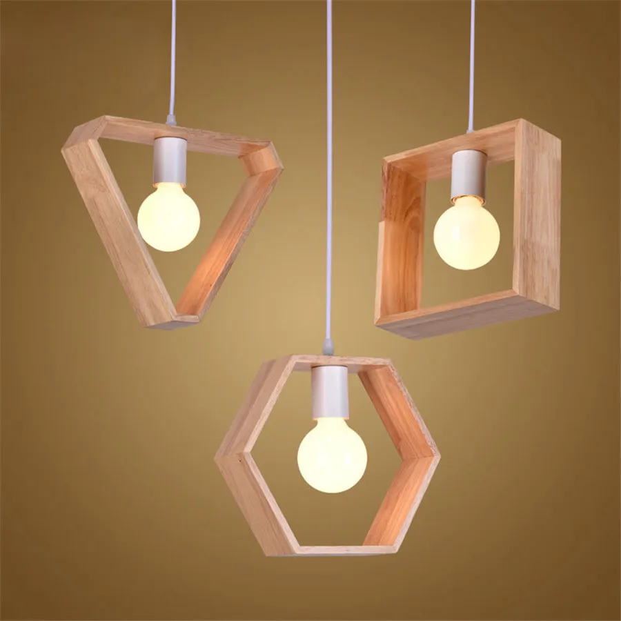

E27 Nordic Modern Chandelier Wooden Living Room Decoration Pendant Lamps Bedroom Dining Room Kitchen Pendant Lights